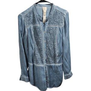 Chico's blue Lace-Trimmed Top | sz 0 | GUC